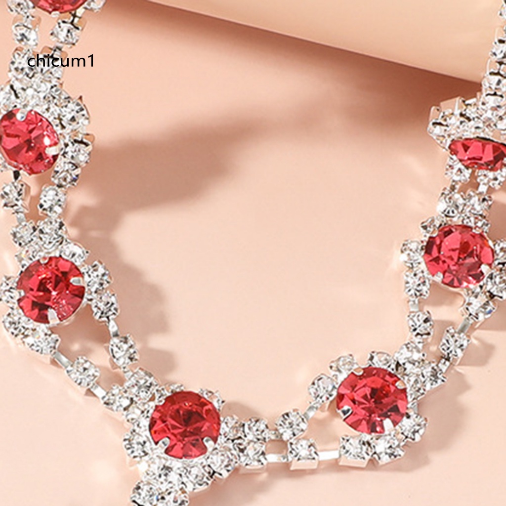 Set 1 Bộ Trang Sức Đính Đá Lấp Lánh Sang Trọng Thời Trang Dành Cho Nữ