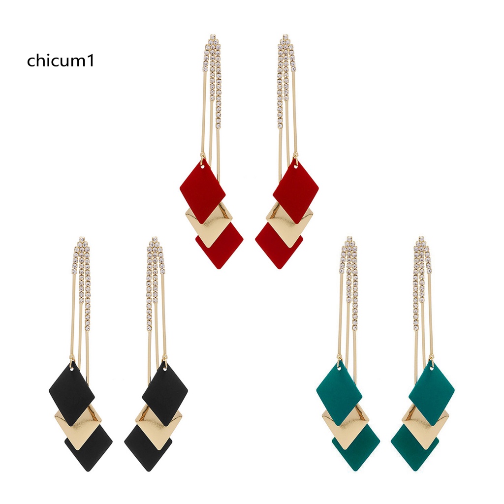 1 Cặp Bông Tai Tua Rua Đính Đá Màu Sắc Tương Phản Phong Cách Bohemian