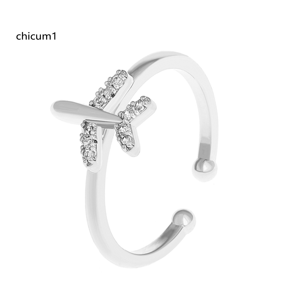 Nhẫn Hở Hình Máy Bay Bằng Kim Loại Lấp Lánh Có Thể Điều Chỉnh