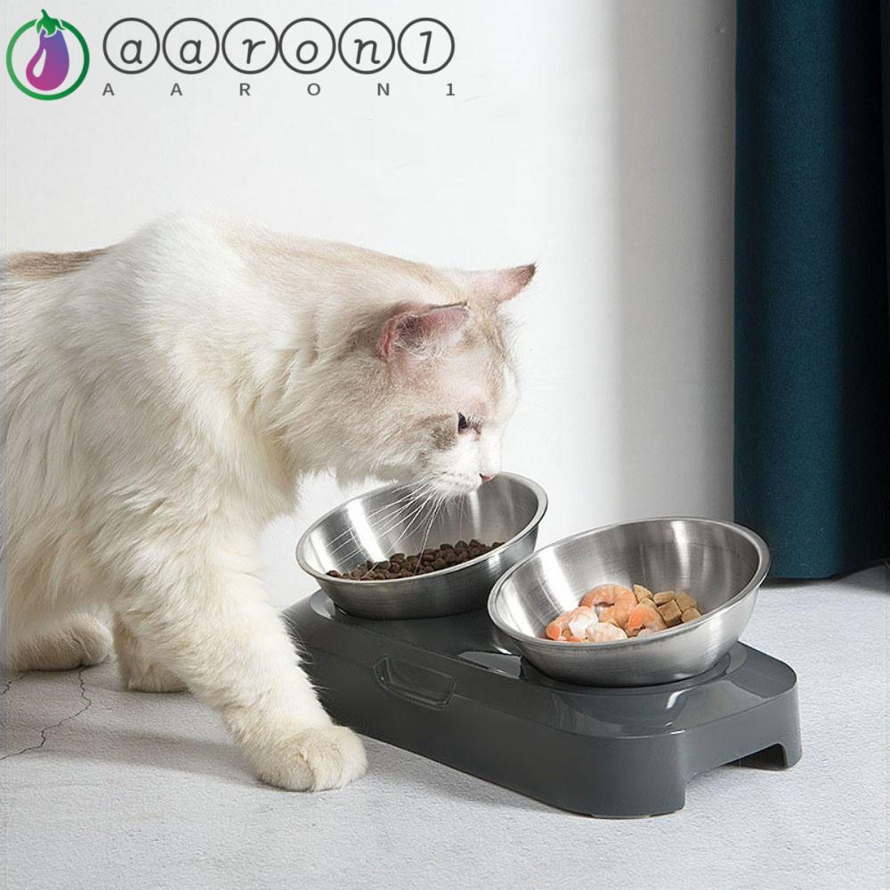 AARON1 Bát Đựng Thức Ăn / Nước Uống Bằng Thép Không Gỉ Có Thể Điều Chỉnh Kèm Giá Đỡ Cho Thú Cưng # 15° Bát Ăn Cơm Hai Tầng Có Thể Nghiêng Dành Cho Chó Mèo