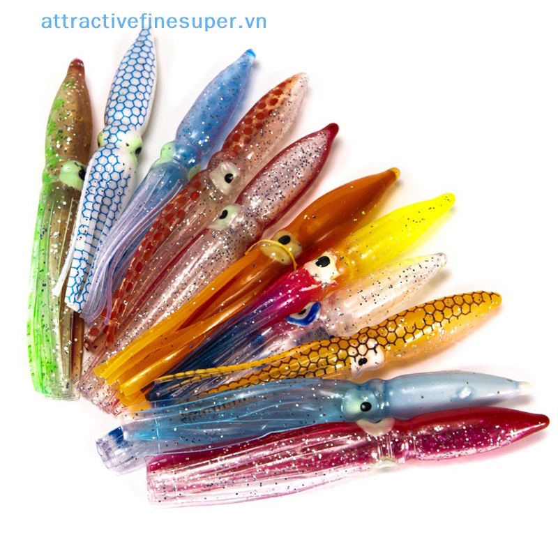 10 Mồi Mực Cao Su Mềm Phát Sáng Trong Đêm Cho Câu Cá