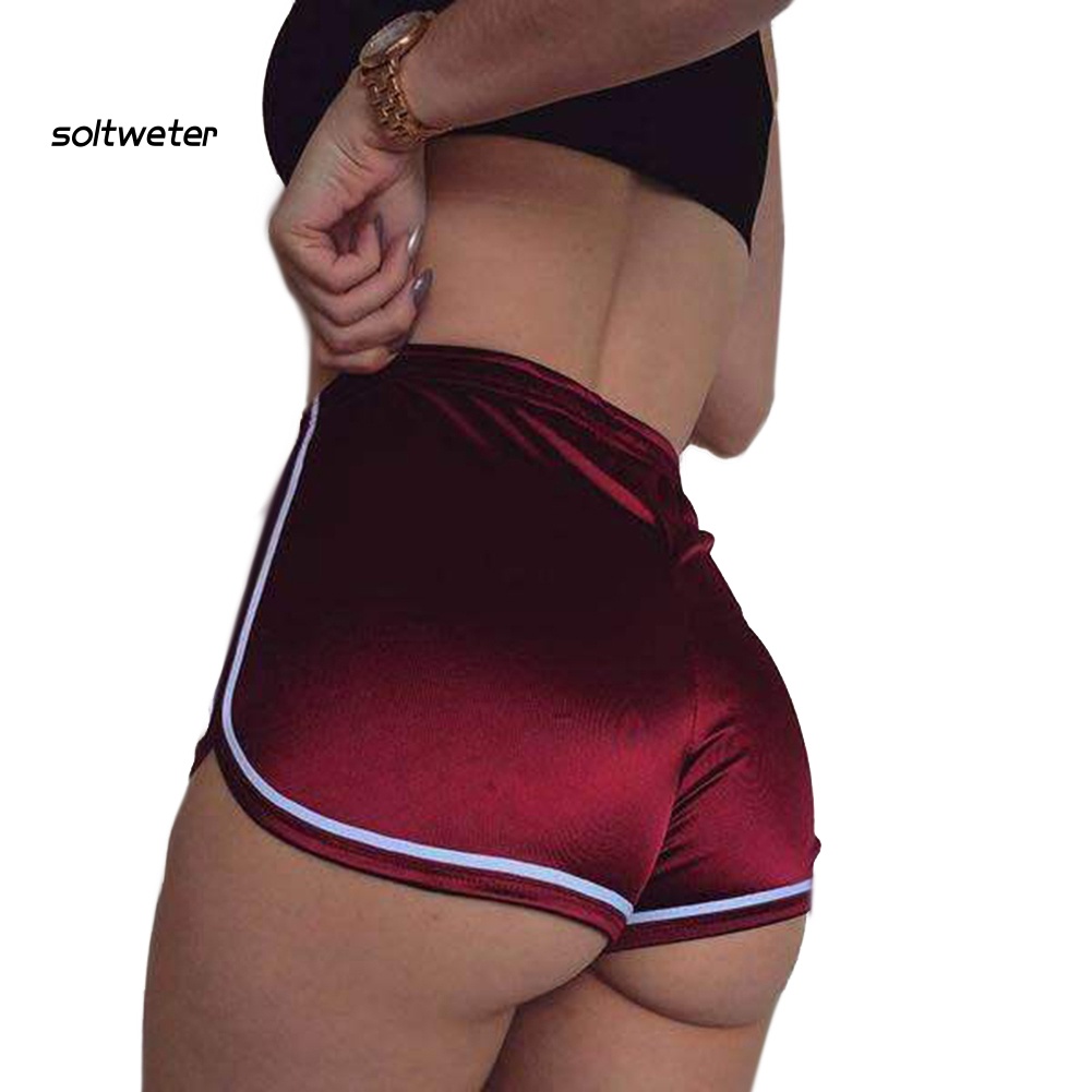 Quần Sooc Lưng Cao Co Giãn Họa Tiết Kẻ Sọc Thời Trang Mùa Hè Quyến Rũ Cho Nữ