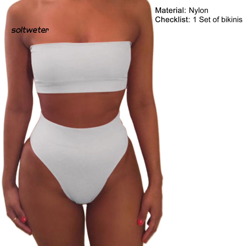 Bộ Bikini 2 Mảnh Không Dây Lưng Cao Màu Sắc Thời Trang Mùa Hè Cho Nữ