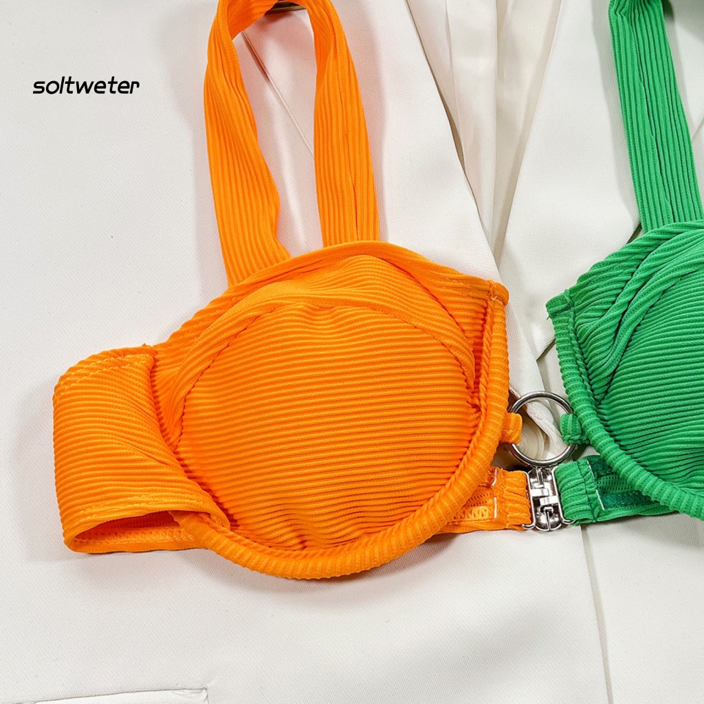 Bộ Bikini 2 Mảnh Hở Lưng Có Mút Đệm Màu Sắc Thời Trang Quyến Rũ Cho Nữ