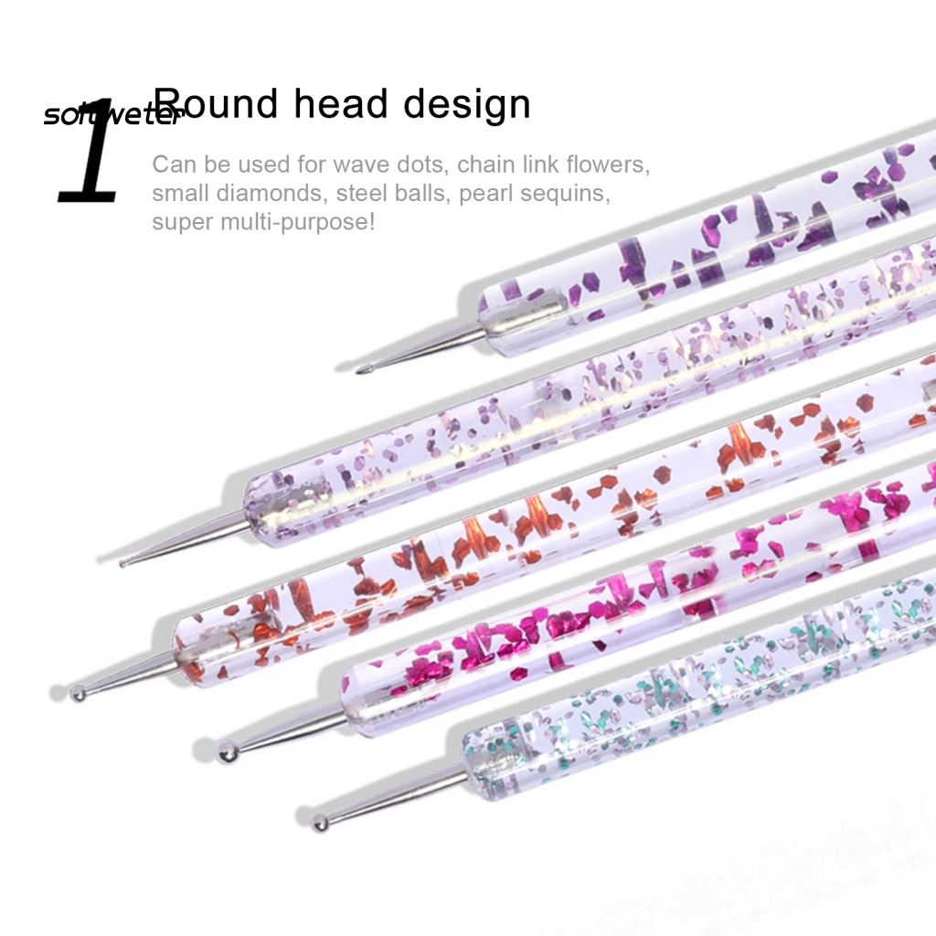 Bộ 5 Bút Vẽ Trang Trí Móng Tay Hai Đầu Acrylic Dễ Sử Dụng