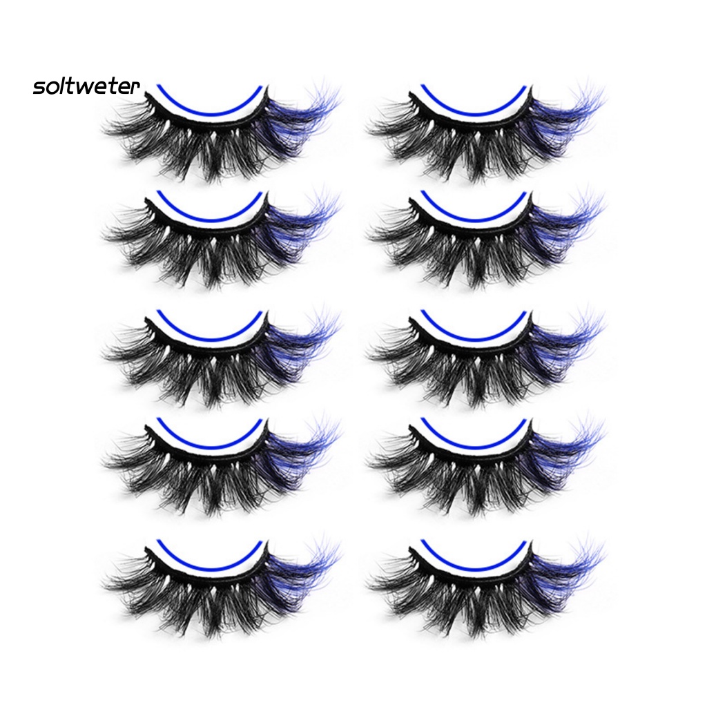 Bộ 5 Cặp Lông Mi Giả Cong Dày Tự Nhiên Màu Sắc Sống Động Dùng Hóa Trang