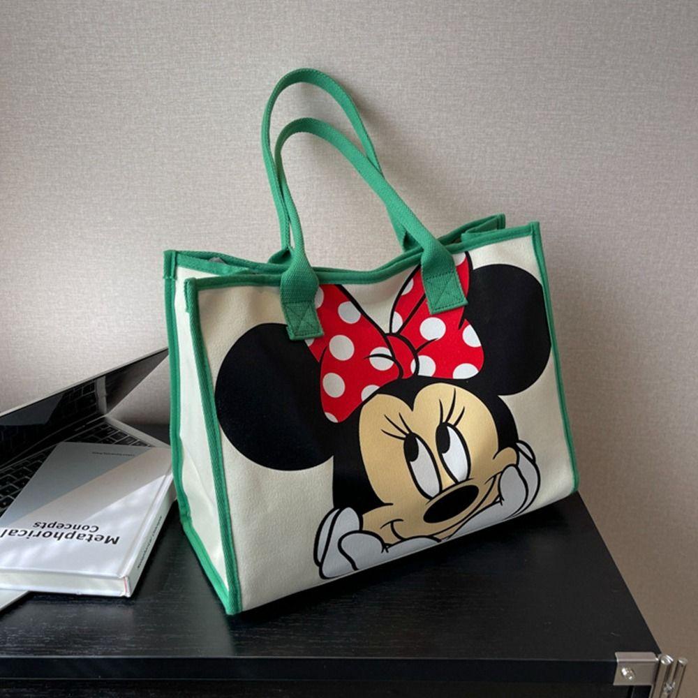 BLISS Túi Xách Canvas Cỡ Lớn In Họa Tiết Chuột Mickey Cho Học Sinh