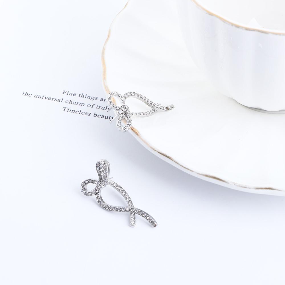 Mxfashionestore Khuyên Tai Dáng Thả Mặt Nơ Đính Đá Pha Lê Lấp Lánh Thời Trang Hình Học Màu Bạc Dành Cho Bạn Nữ