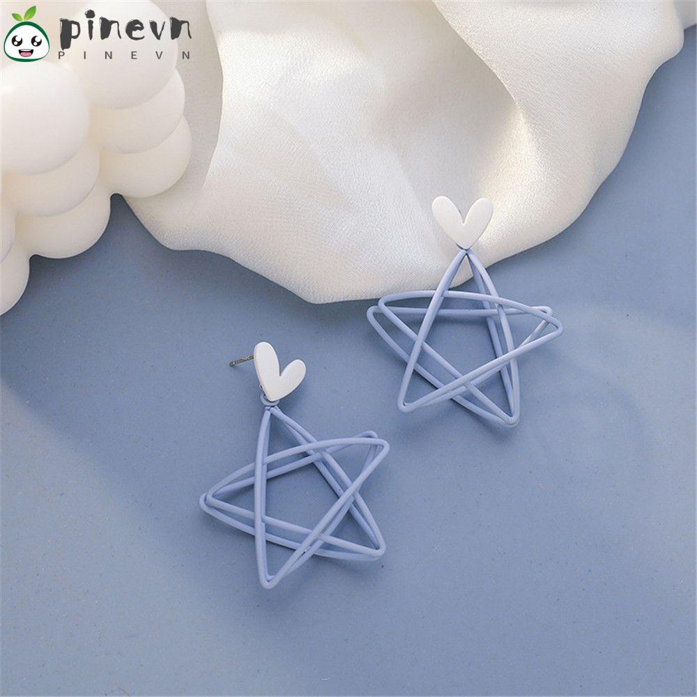 PINEVN Bông Tai Ngôi Sao / Trái Tim Màu Xanh Da Trời Thời Trang