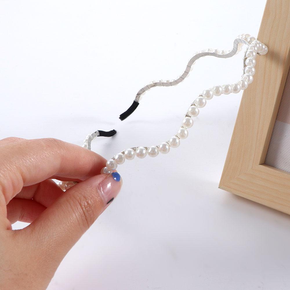 ANEMONE Băng Đô Kim Loại Đính Hạt Giả Ngọc Trai Xinh Xắn Phong Cách Hàn Quốc