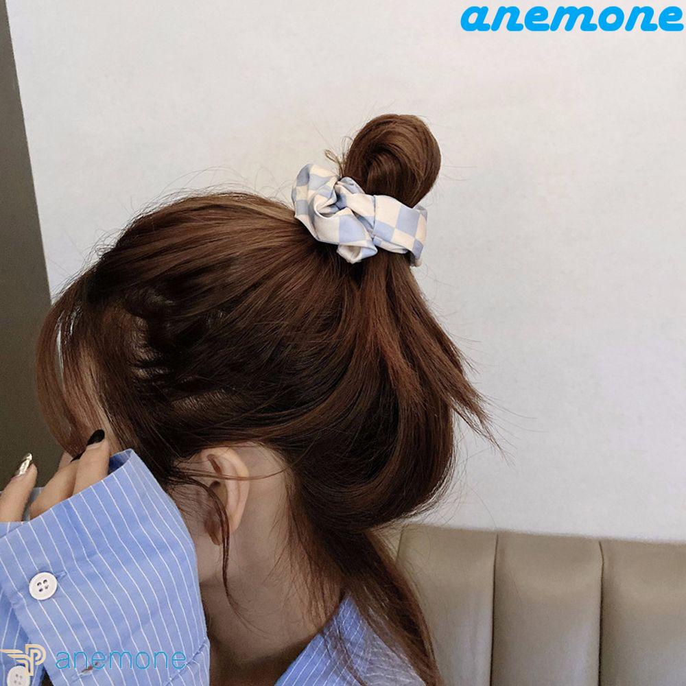 ANEMONE Dây Buộc Tóc Vải Họa Tiết Caro Kiểu Hàn Quốc Cổ Điển Ngọt Ngào Cho Nữ