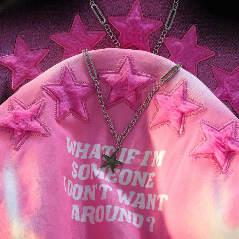 Áo Thun Tay Ngắn Thêu Hình Ngôi Sao Phối Dây Xích Phong Cách Hip Hop Thời Trang Mùa Hè Cho Nữ