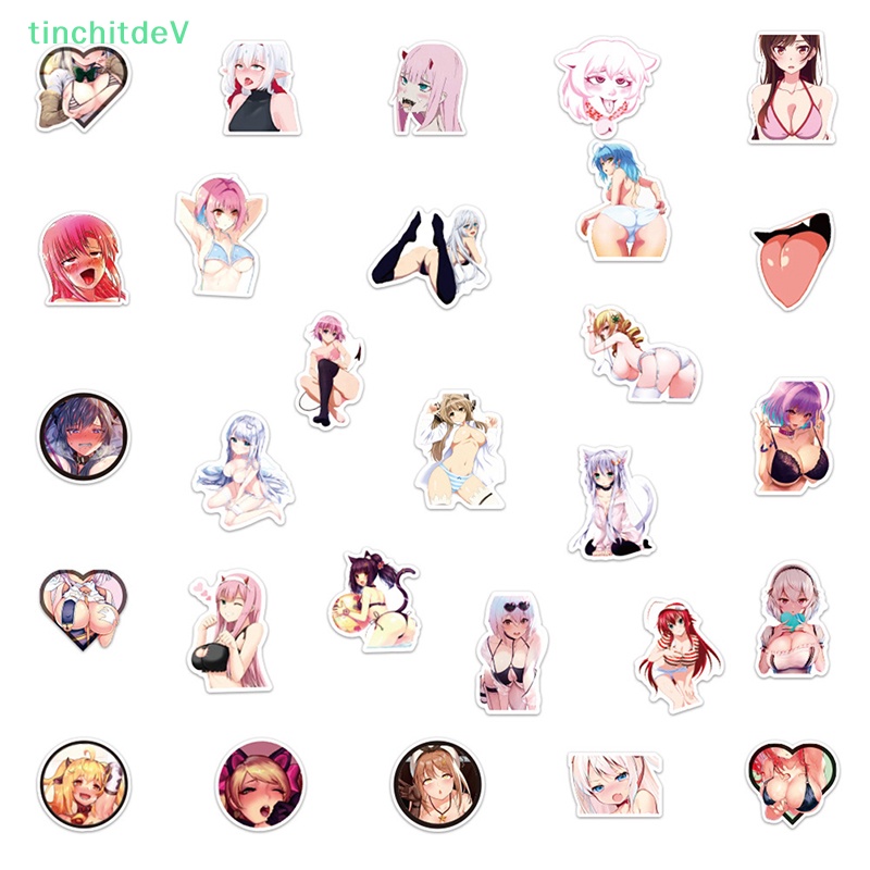 Bộ 50 Miếng Dán Họa Tiết Hoạt Hình Ahegao Gợi Cảm Cho Laptop