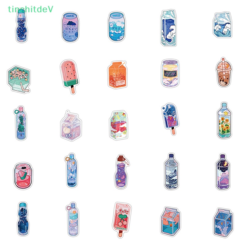 [TinchitdeV] Bộ 50 Miếng Dán PVC Hình Đồ Uống Mùa Hè Có Mùi Hương Hoạt Hình Đáng Yêu [Mới]