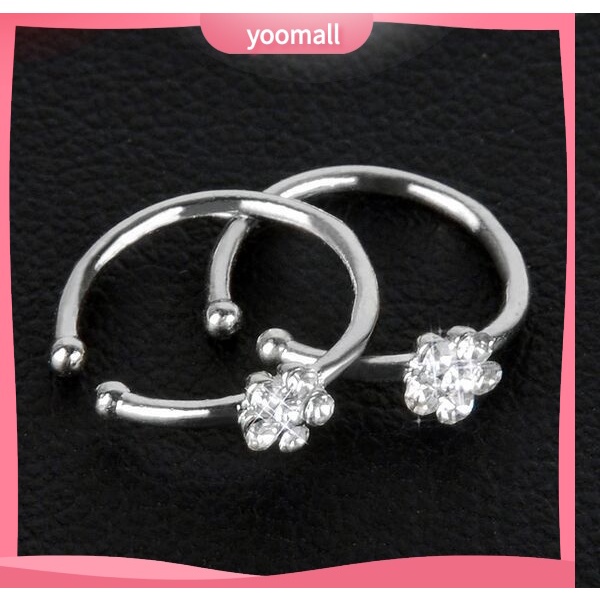 1 Khuyên Mũi Tròn Đính Đá Hình Hoa Gợi Cảm Bằng Thép Không Gỉ