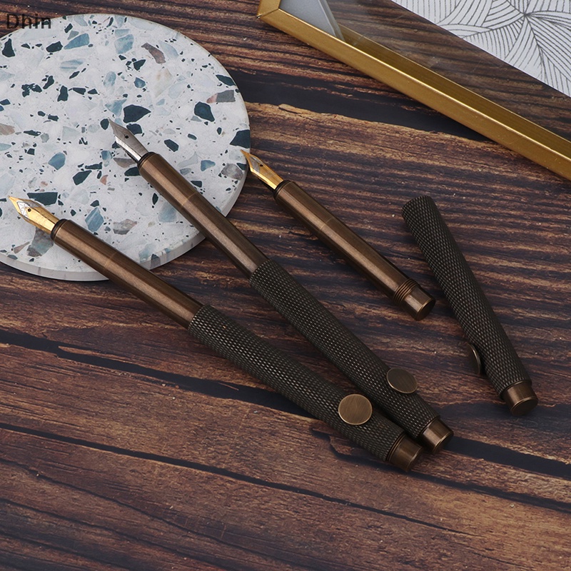 [Dhin] Brass Fountain Pen Short Pen EF/F/Bent Nib Excellent Business Office School Supplies Pen COD