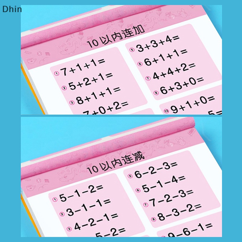 [Dhin] 80 Pages/Book Addition and Subtraction Children's Learning Mathematics Workbook Handwritten Arithmetic Exercise Books Notebooks COD