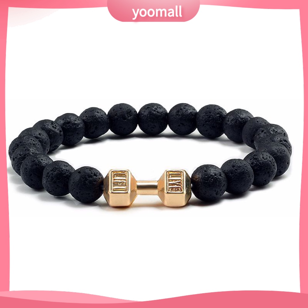 Vòng Tay Chuỗi Hạt Đá Tròn Co Giãn Phong Cách Vintage Cho Nam