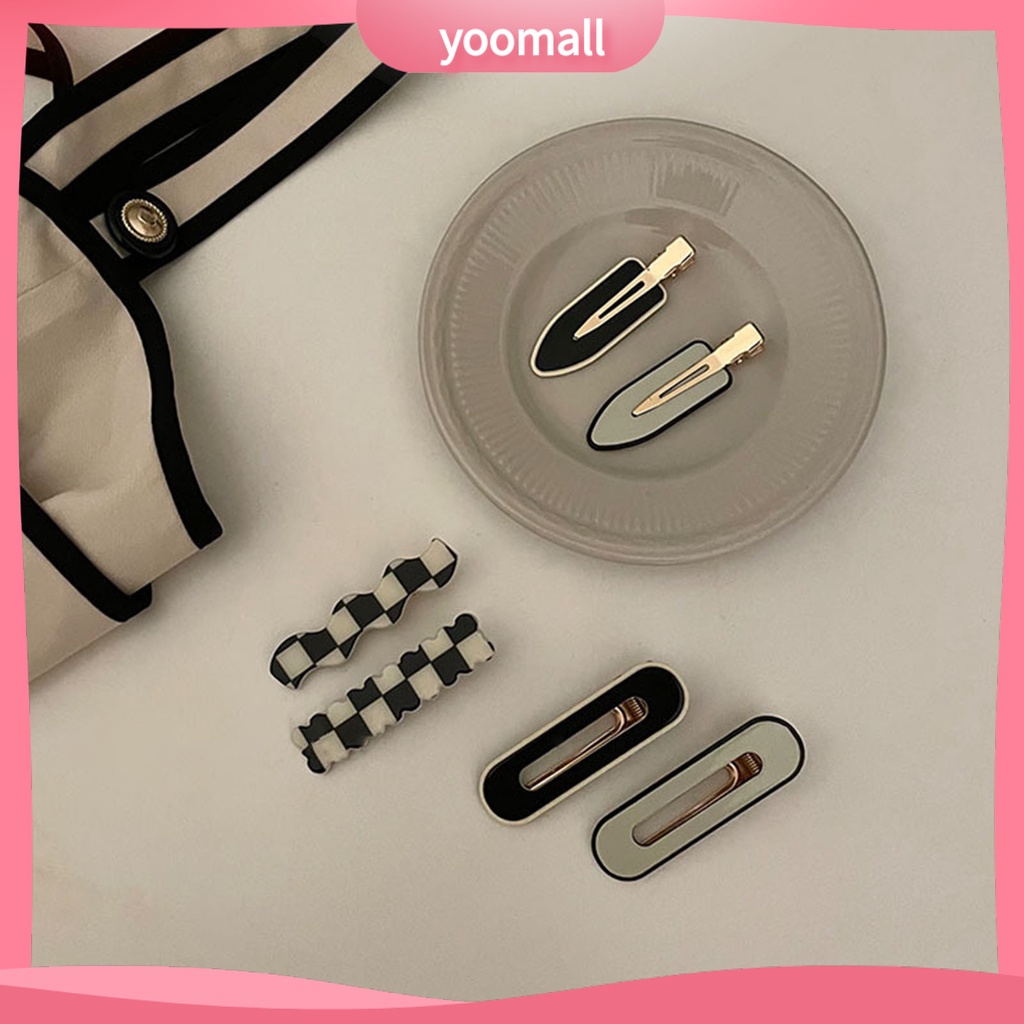 Kẹp Tóc Bằng Hợp Kim Acrylic Họa Tiết Caro Phong Cách Vintage Cho Nữ