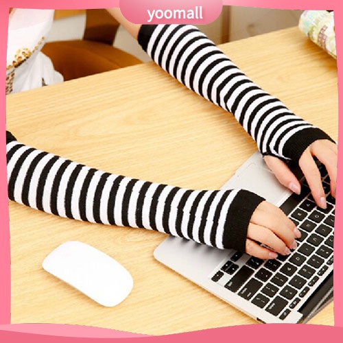 Găng Tay Len Dài Hở Ngón Giữ Ấm Thời Trang Cho Nữ