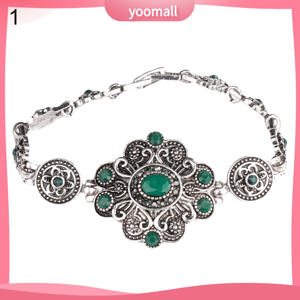Vòng Tay Đính Đá Quý Nhân Tạo Hình Hoa Phong Cách Vintage Dành Cho Nữ