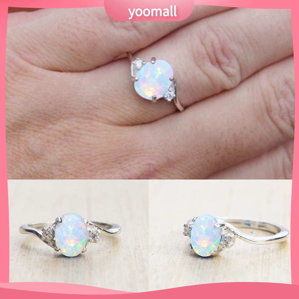 Nhẫn Đính Hôn Hợp Kim Đính Đá Opal Thanh Lịch Thời Trang Cho Nữ