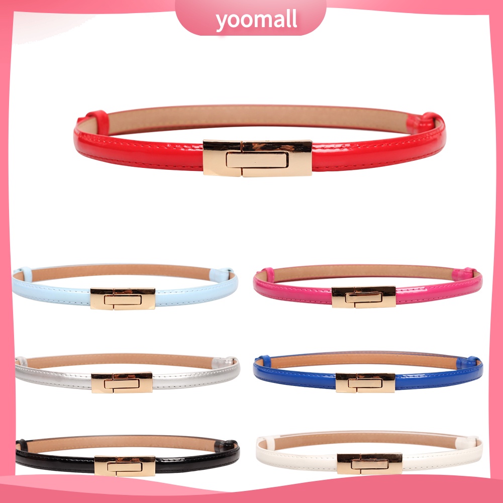 Thắt Lưng Nữ Giả Da Màu Trơn Khóa Kim Loại Thời Trang