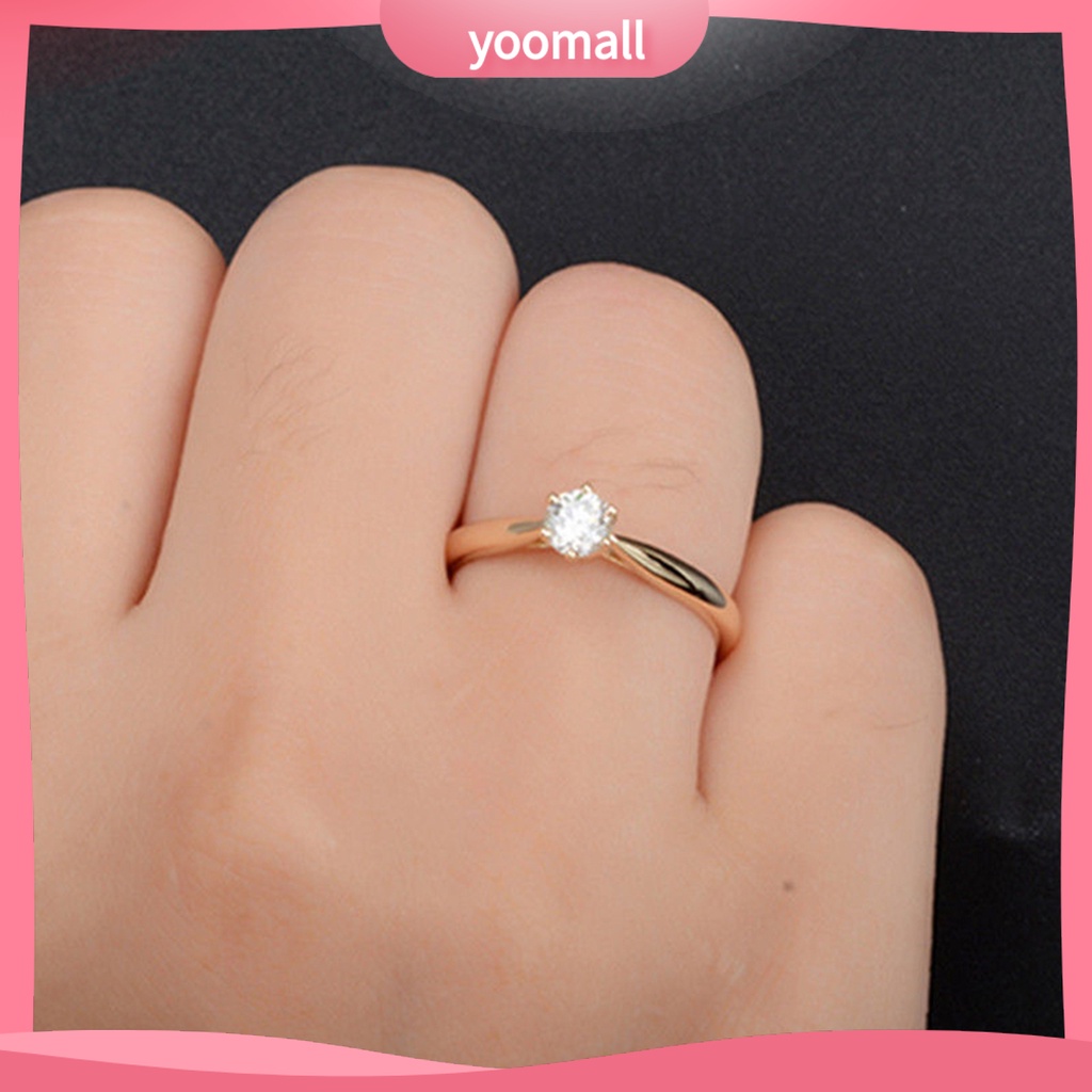 [YM] Nhẫn Sáu Móng Vuốt Đính Đá Zircon Bằng Hợp Kim Thanh Lịch Cho Bữa Tiệc