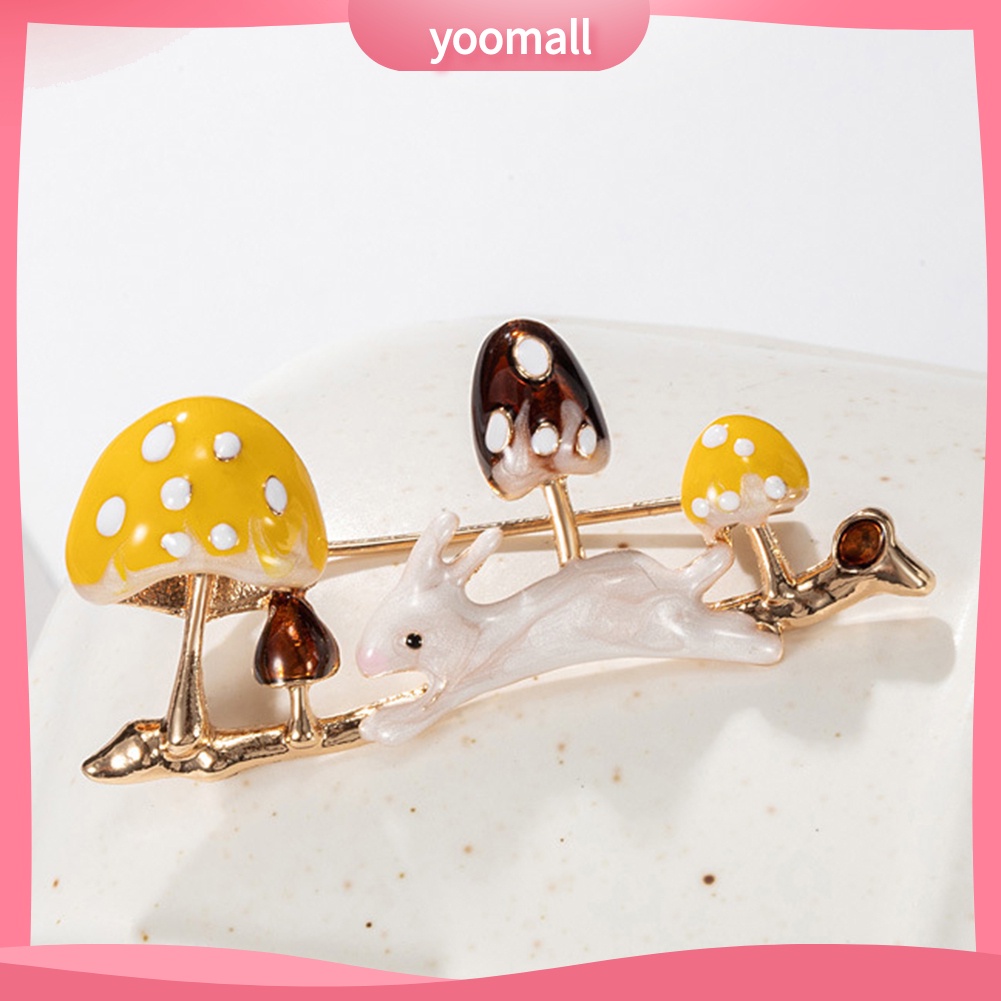 [YM] Ghim Cài Áo Tráng Men Họa Tiết Thỏ / Cây Nấm / Động Vật Hoạ