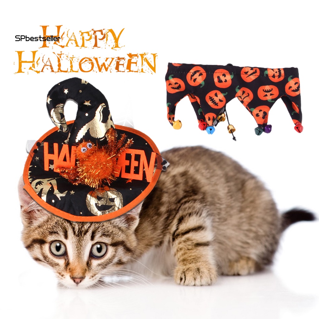 1 Bộ Phụ Kiện Băng Đô Và Yếm Mắt Màu Sắc Tươi Sáng Dùng Để Hóa Trang Halloween Cho Thú Cưng