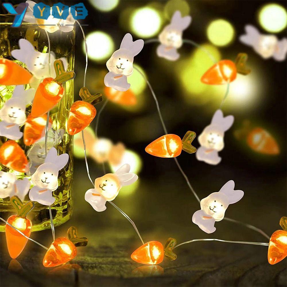 YVE 2m Dây Đèn LED 20 Bóng Hình Thỏ / Cà Rốt / Gà Trang Trí Lễ Phục Sinh