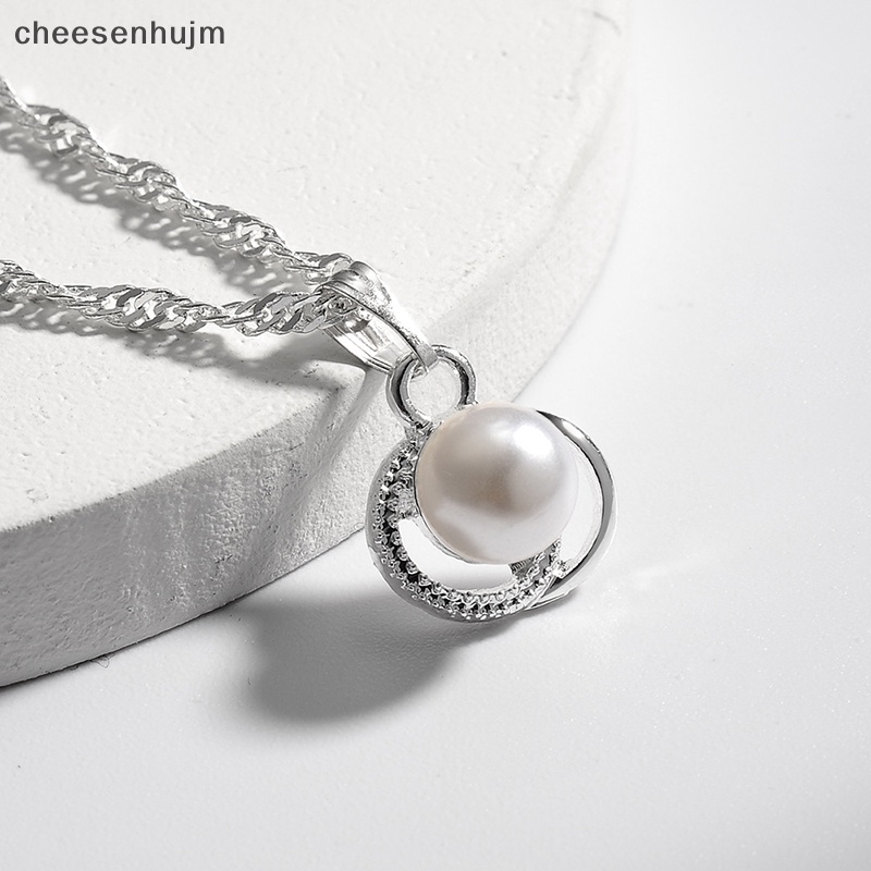 Bộ Trang Sức Vòng cổ / Nhẫn / Bông Tai Mạ Bạc Hình Hoa Bướm Đính Ngọc Trai Nhân Tạo Thời Trang Cho Nữ