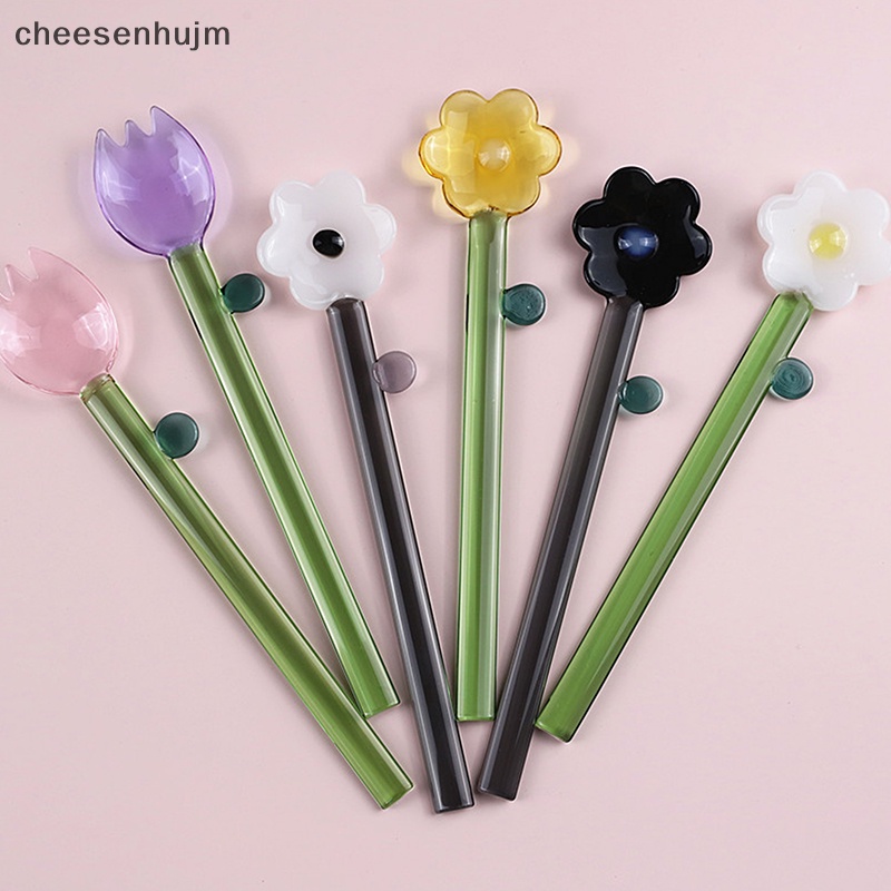 Muỗng Khuấy Cà Phê Bằng Thủy Tinh Trong Suốt Hình Hoa