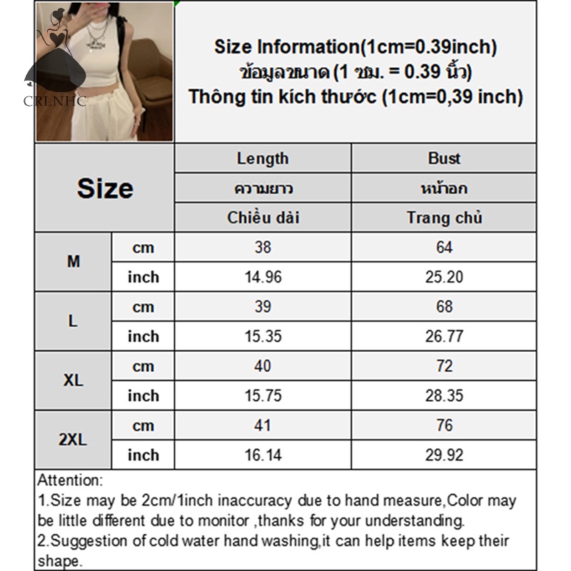 Áo croptop CRLNHC không tay cổ tròn thêu chữ thời trang mùa hè cho nữ