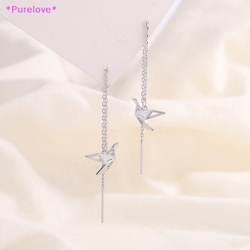 1 Đôi Bông Tai Hình Chim Hạc Giấy Origami Đơn Giản Dành Cho Nữ Mới