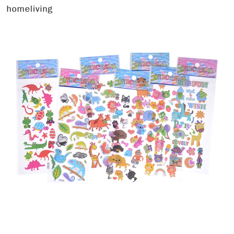 Bộ 6 Tấm Hình Dán Họa Tiết Động Vật Dễ Thương Dùng Làm Đồ Chơi Cho Bé