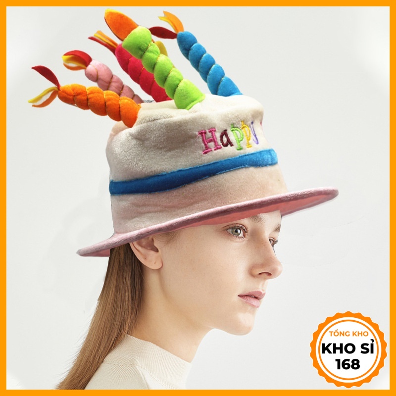 Mũ hình bánh sinh nhật, nón hình bánh kem vải lông xinh xắn E1377