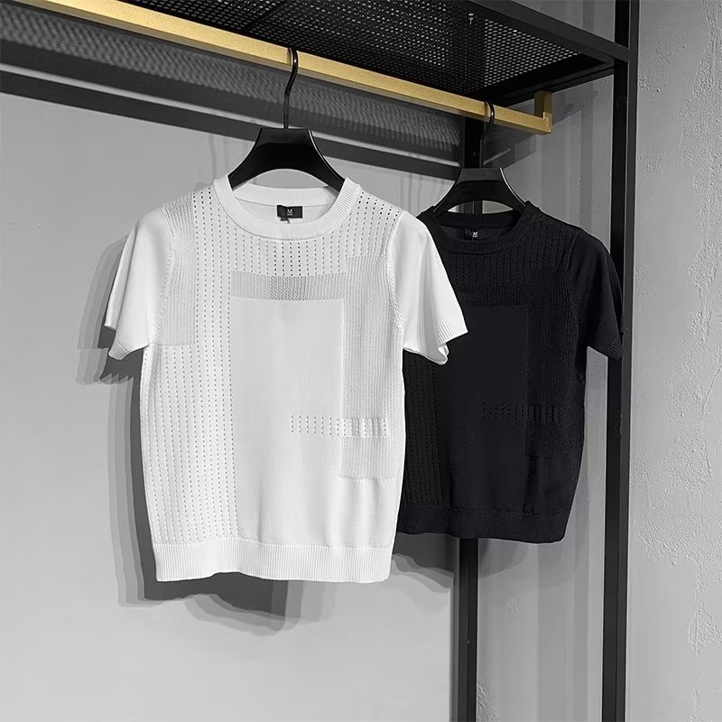 Áo Thun Dệt Kim Tay Ngắn Dáng Rộng Thời Trang Mùa Hè Cho Nam