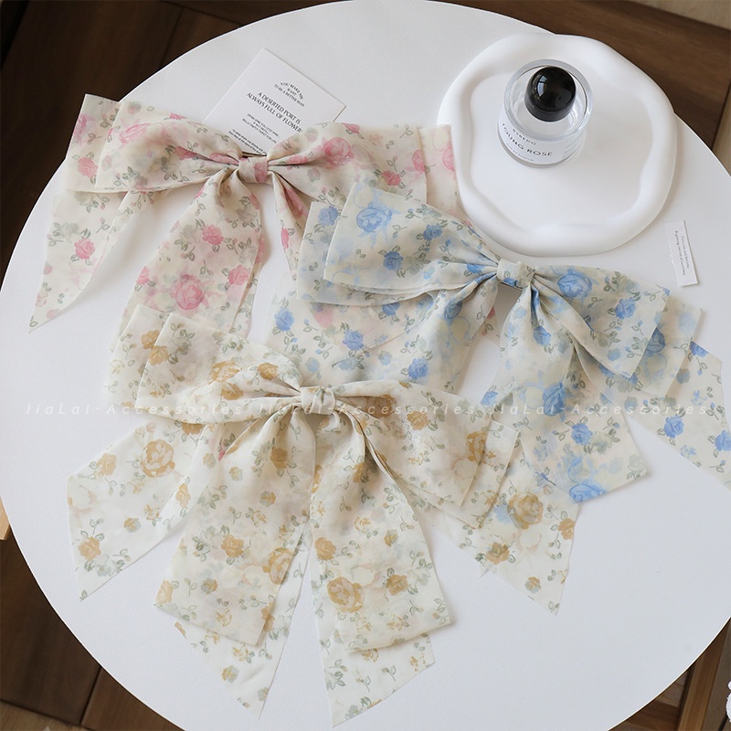 Kẹp Tóc Nơ Vải Tuyn Cỡ Lớn Phong Cách Hàn Quốc