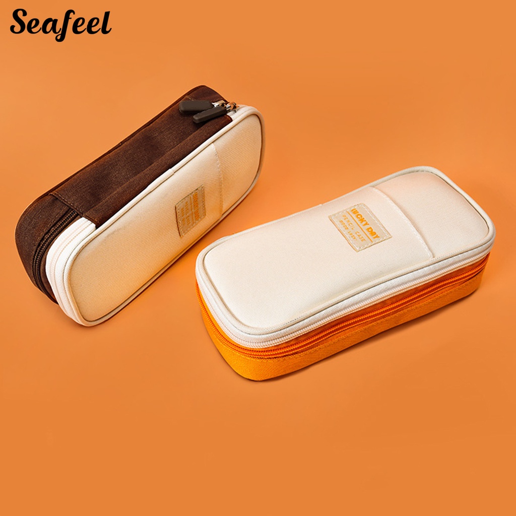 Túi Đựng Bút Bằng Vải Canvas Có Khóa Kéo Sức Chứa Lớn Màu Sắc