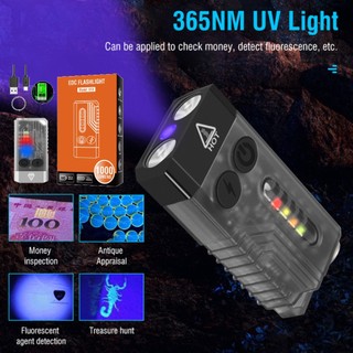 Móc Khóa Đèn Pin Cảnh Báo An Toàn Đa Năng 365nm Ánh Sáng Tím Sạc Cổng Usb