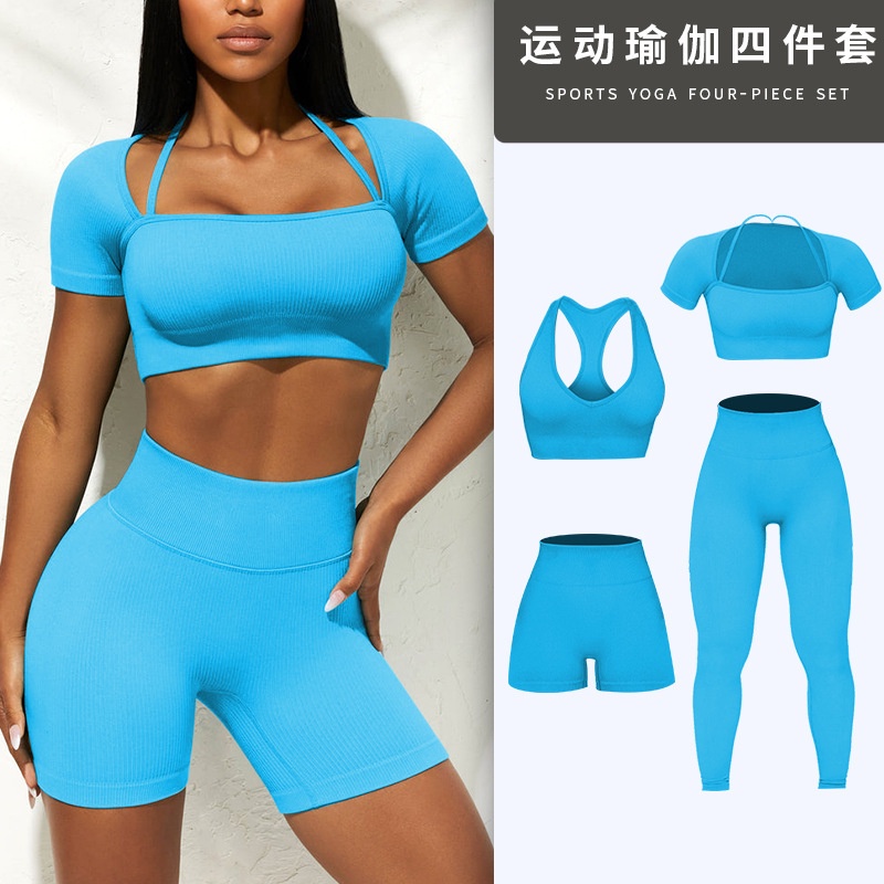 Bộ Đồ Thể Thao Ngắn Tay Phối Khóa Kéo Phong Cách Âu Mỹ Cho Nữ