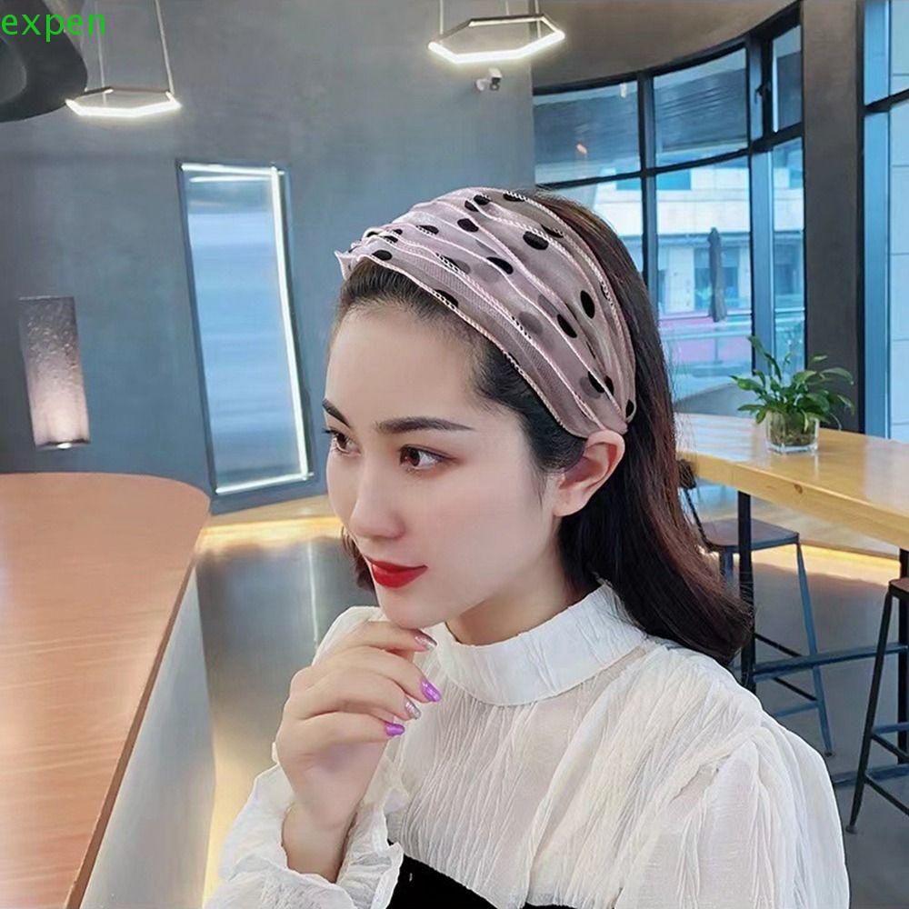 EXPEN Băng Đô Ren Bản Rộng Chống Trượt Phong Cách Vintage Hàn Quốc Cho Nữ