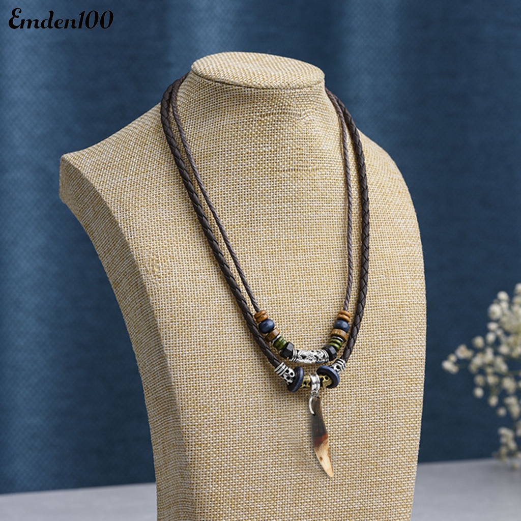 Vòng Cổ Giả Da Nhiều Lớp Phong Cách Retro Cho Nam