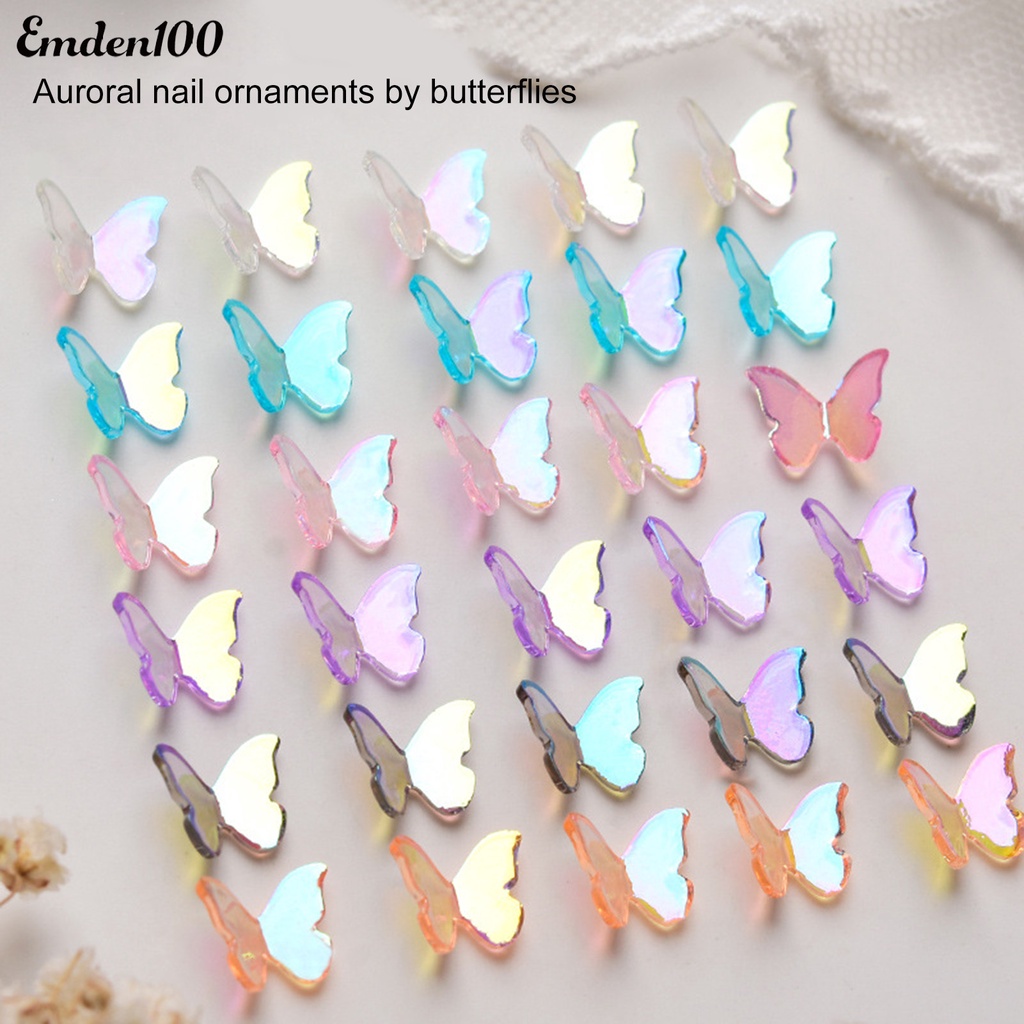 Set 30 Phụ Kiện Trang Trí Móng Tay Hình Bướm 3D Nhiều Màu Sắc