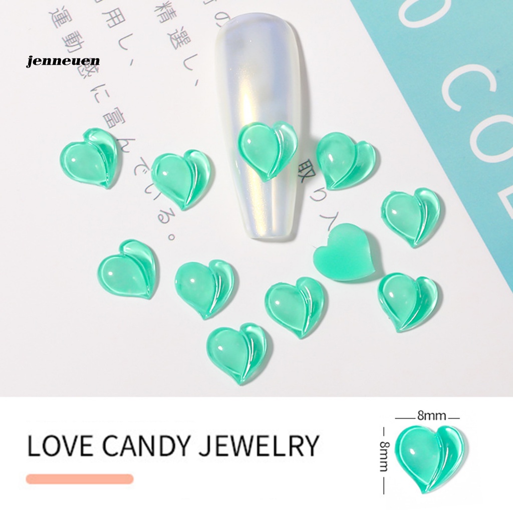 Set 10 Phụ Kiện Trang Trí Móng Tay DIY Hình Trái Tim Xinh Xắn