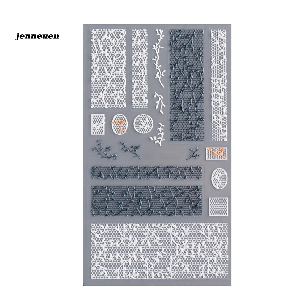 Miếng Dán Trang Trí Móng Tay 5D Mini Họa Tiết Ren Hoa Dễ Thương