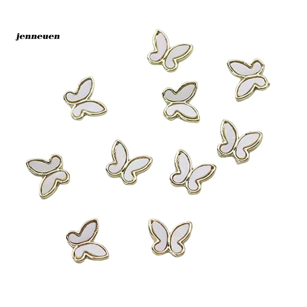 Set 10 Phụ Kiện Trang Trí Móng Tay Hình Bướm Vỏ Sò 3D Lấp Lánh Dành Cho Salon