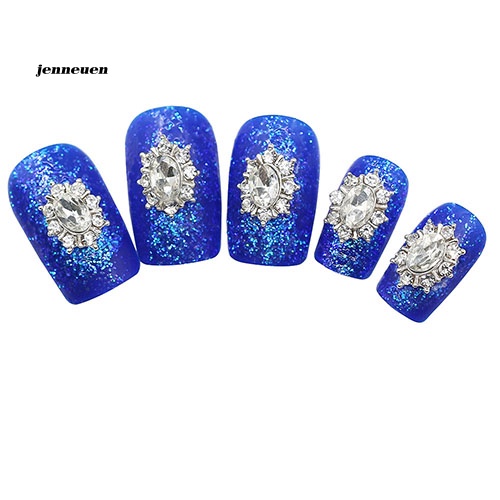 Set 10 Miếng Dán Trang Trí Móng Tay Nghệ Thuật Bằng Hợp Kim Phối Đá Nhân Tạo Thời Trang Dành Cho Nữ