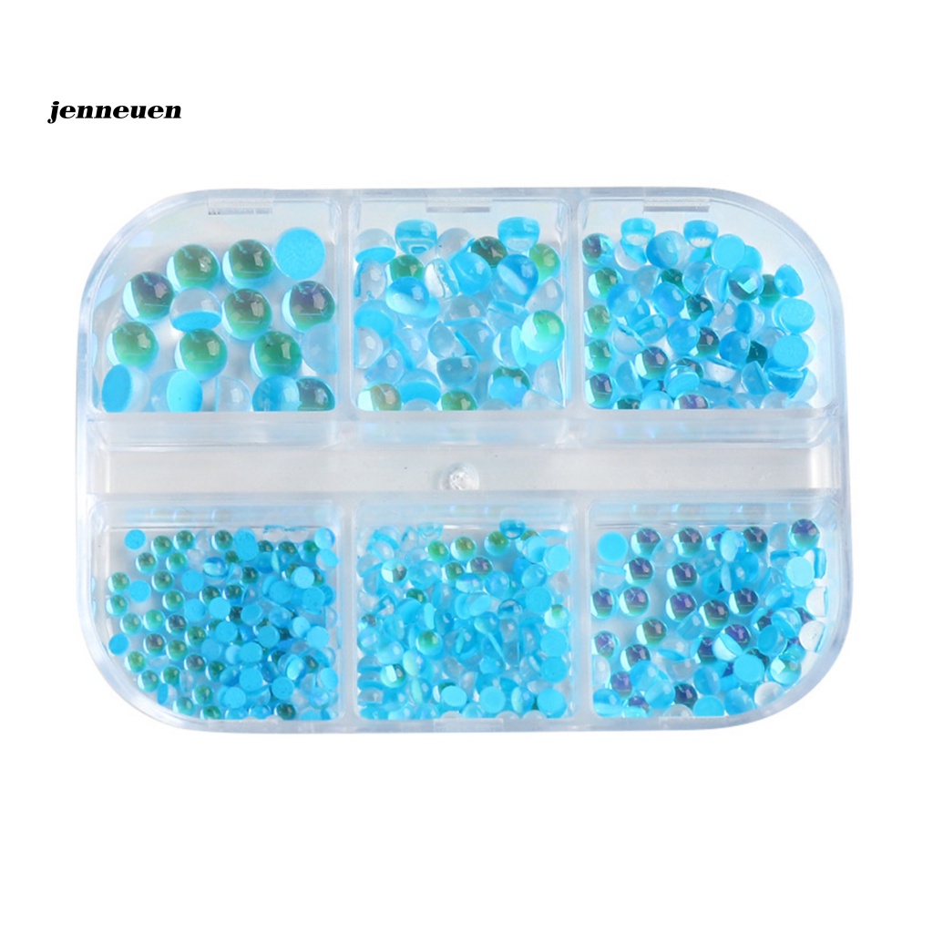 Hộp 6 Ngăn Đựng Hạt Cườm Resin Cực Quang Chuyên Dụng Cho Trang Trí Móng Tay